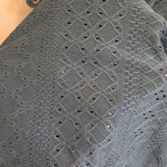 Shein Frenchy Contrast Lace Tie Back Dark Green Blouse Size Medium Summer Spring - Picture 4 of 8